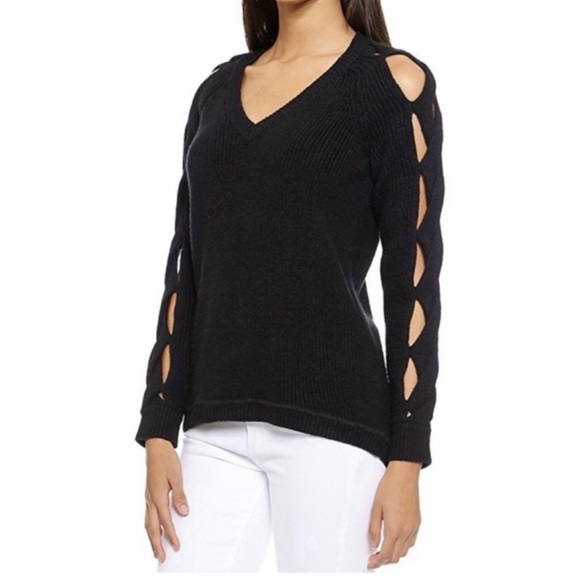 Milly Sweaters - Milly Crisscross open long sleeve V- Neck Sweater M.